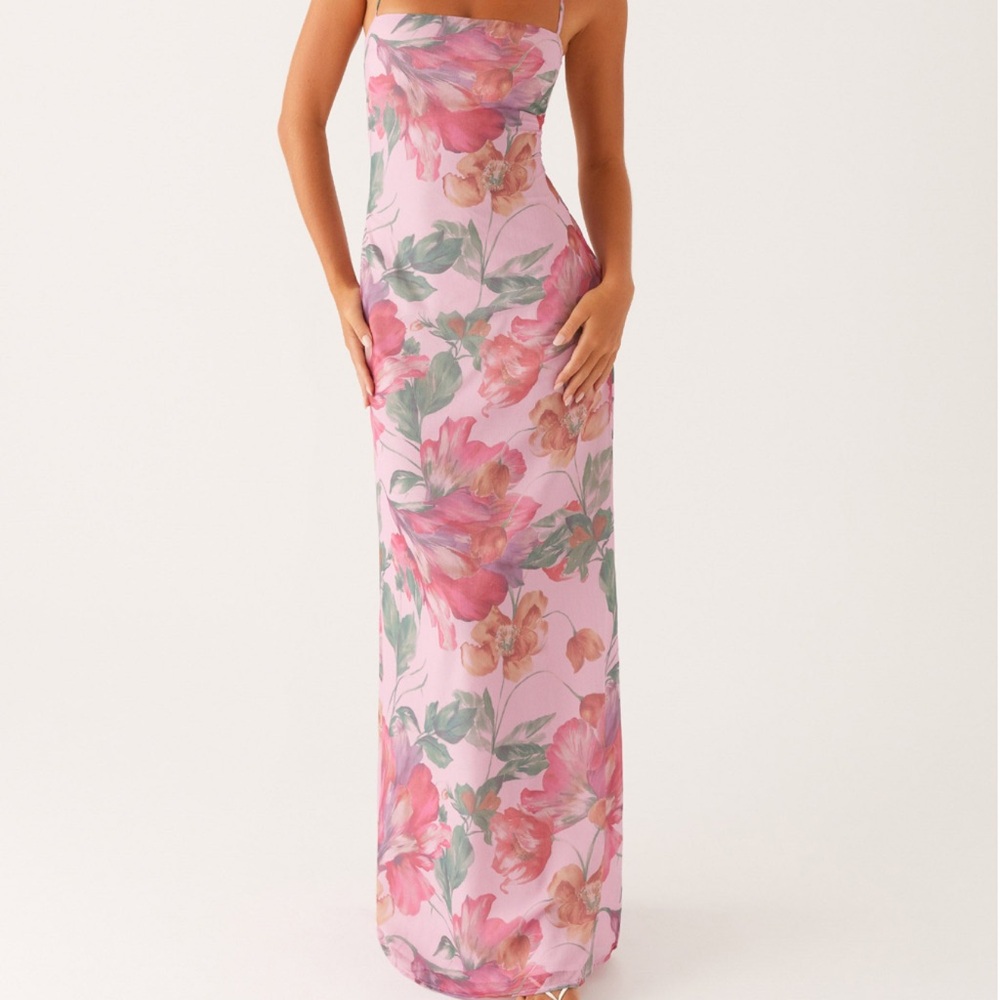 Peppermayo Pink Floral Strapless Maxi Dress